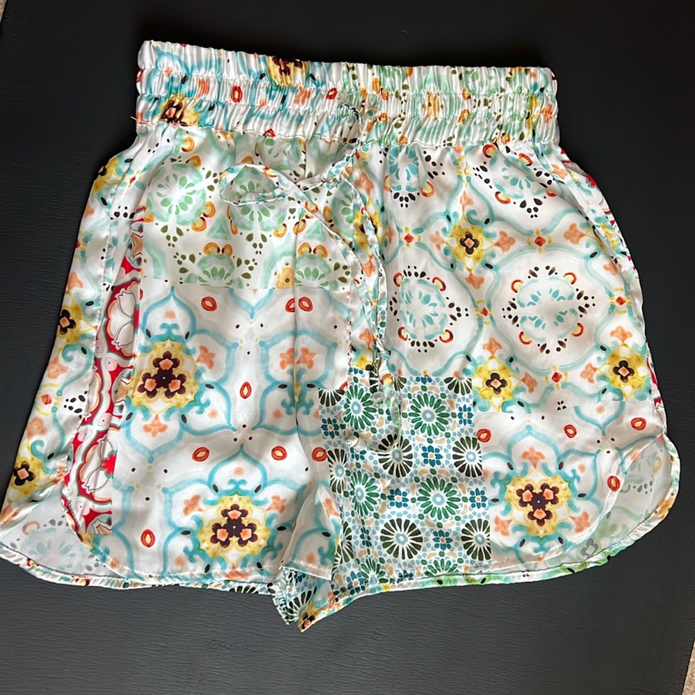 Zara Paisley Print High Wasted Satin Shorts